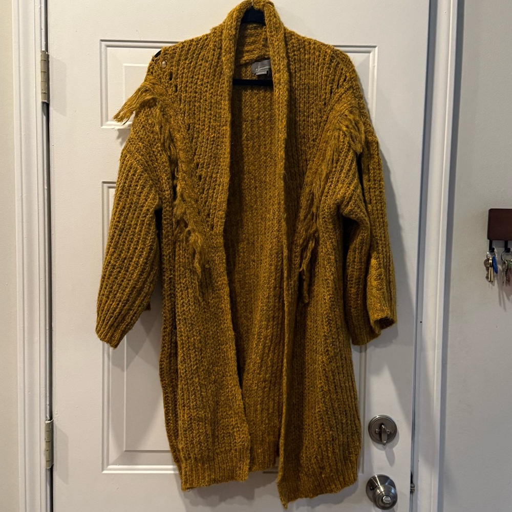 Anthropologie fringe oversized cardigan